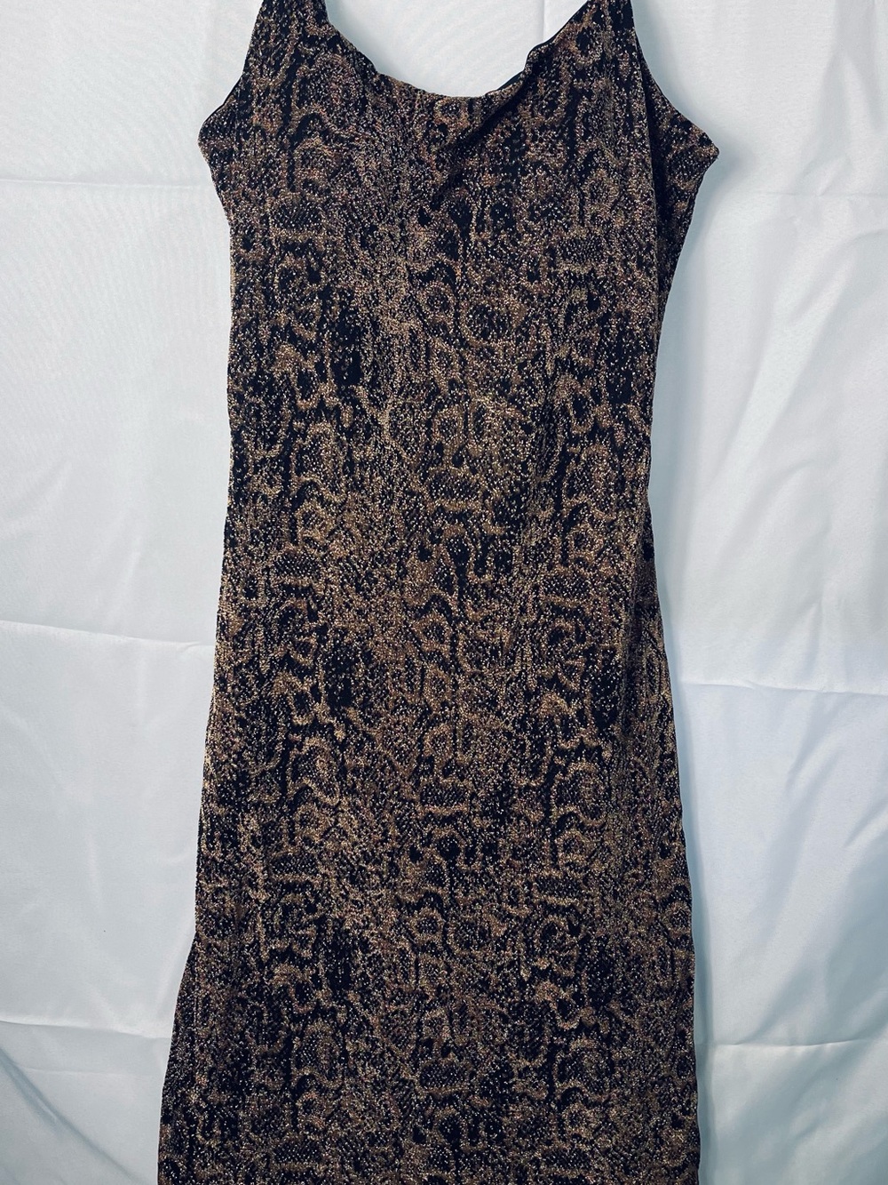 Planet Gold Gold & Black Patterned Maxi Slip Dress Sexy Lightweight NWOT XXXL